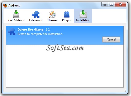 Delete Site History Screenshot