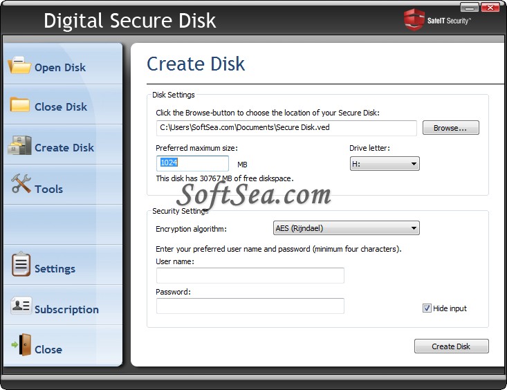 Digital Secure Disk Screenshot