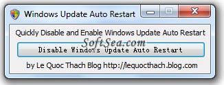 Disable Windows Update Auto Restart Screenshot