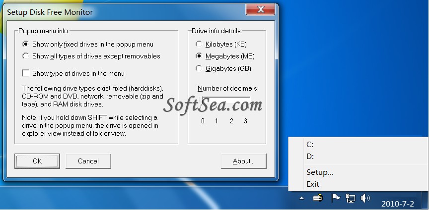 Disk Free Monitor Screenshot