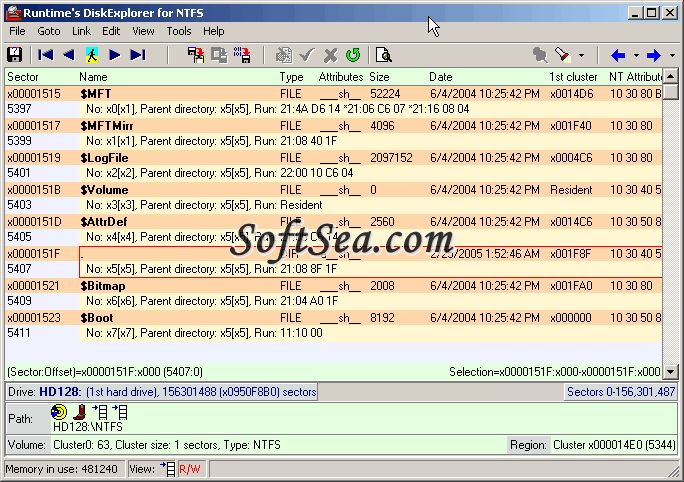 DiskExplorer for NTFS Screenshot