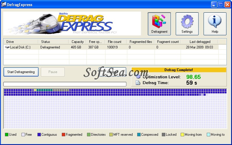 DiskTrix DefragExpress Screenshot