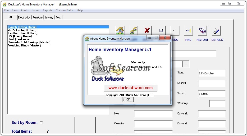 Ducksters Home Inventory Manager Screenshot