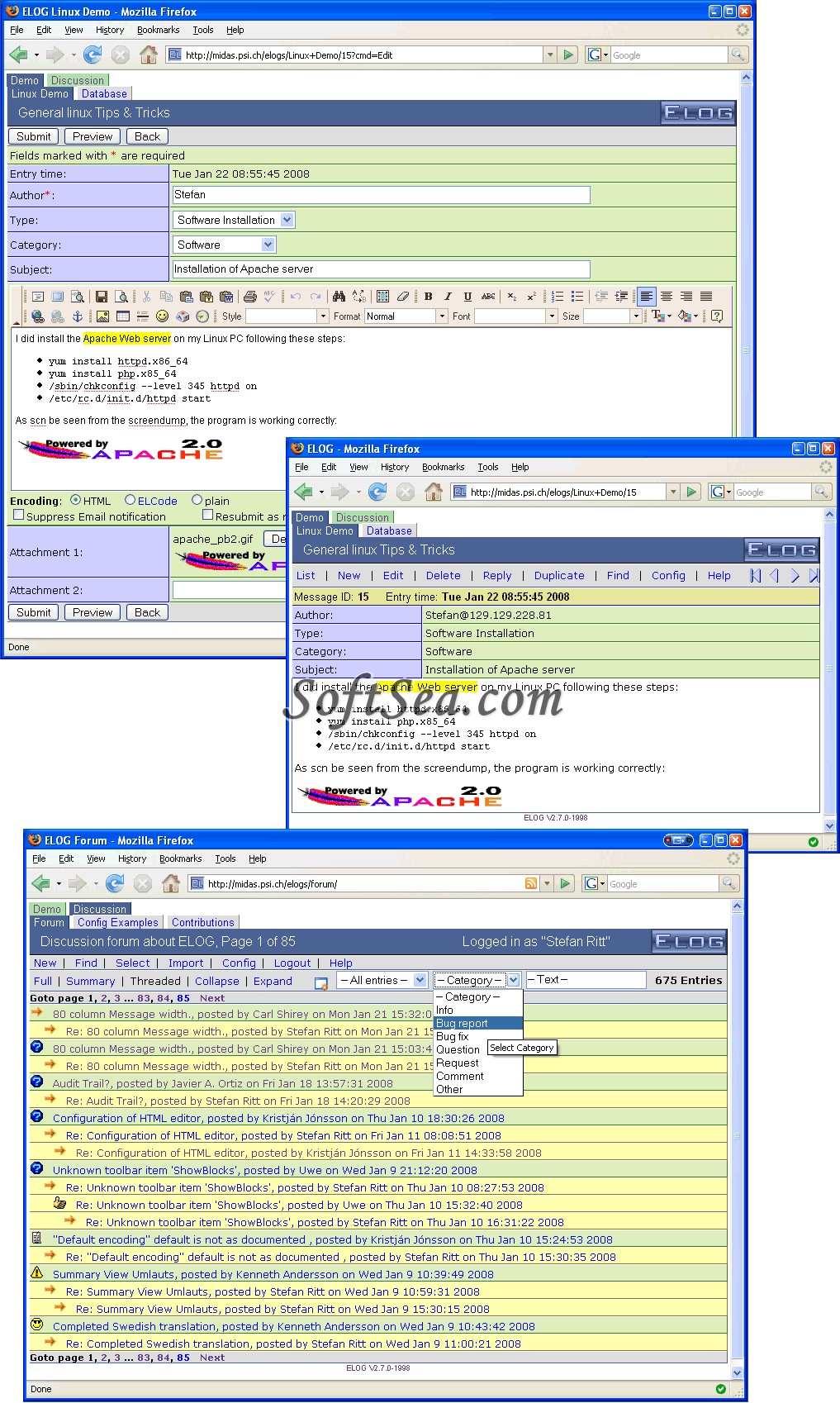 ELOG Electronic Web Logbook Screenshot