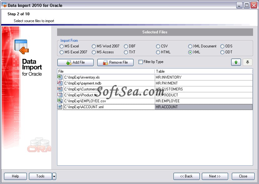 EMS Data Import for Oracle Screenshot