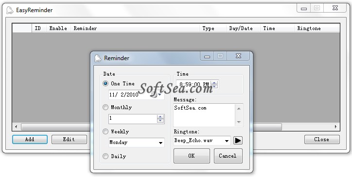 EasyReminder Freeware Screenshot