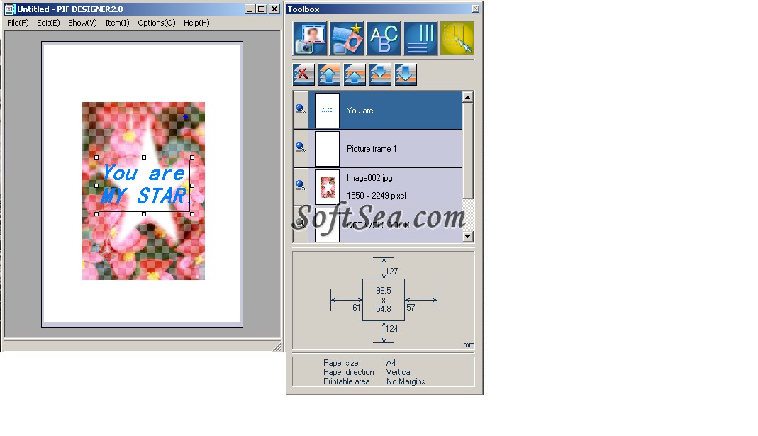 Epson PRINT Image Framer Designer Screenshot