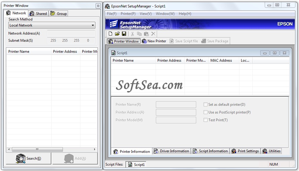 EpsonNet SetupManager Screenshot