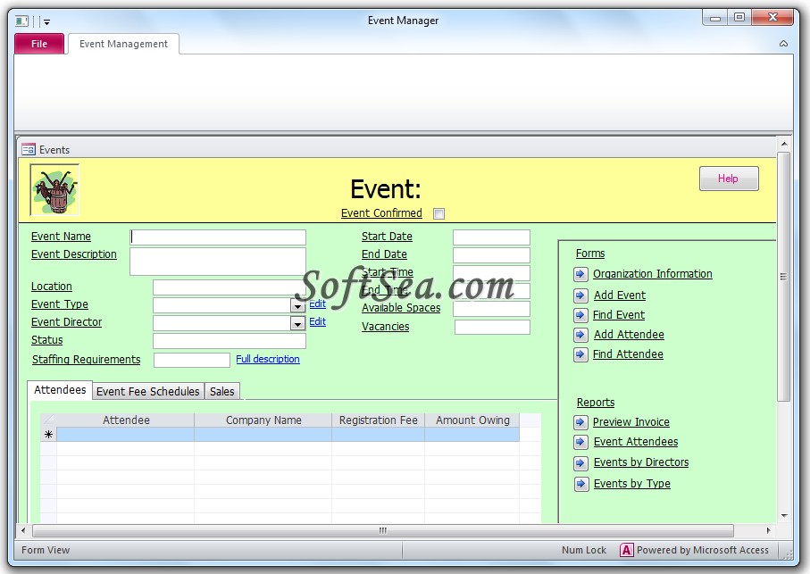 Event Management Screenshot