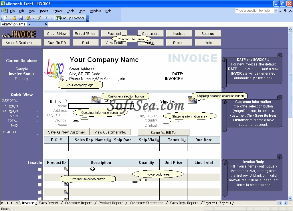 Excel Invoice Manager Express Screenshot