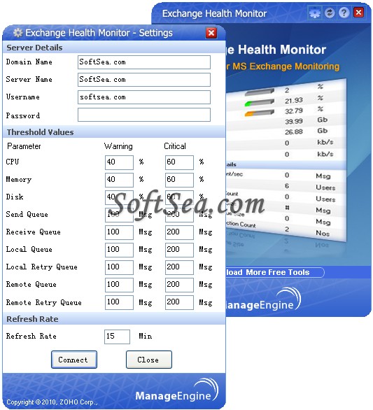Exchange Health Monitor Screenshot
