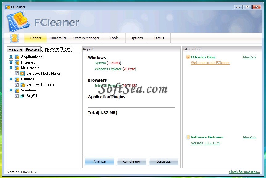 FCleaner Portable Screenshot