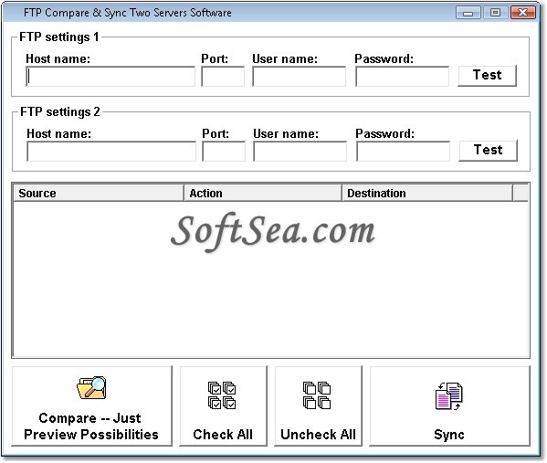 FTP Compare & Sync Two Servers Software Screenshot