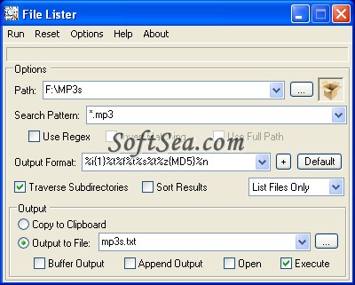 File Lister Screenshot