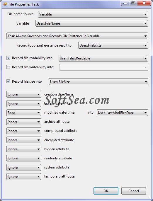 File Properties Task Screenshot
