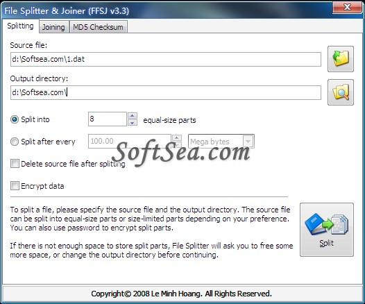 File Splitter and Joiner Screenshot