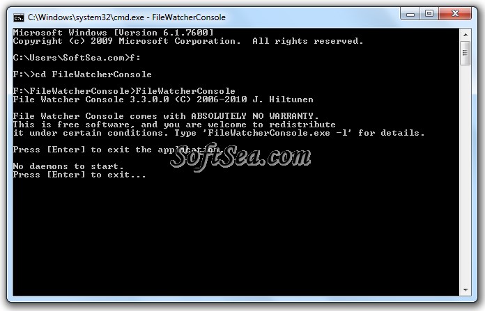 File Watcher Console Screenshot