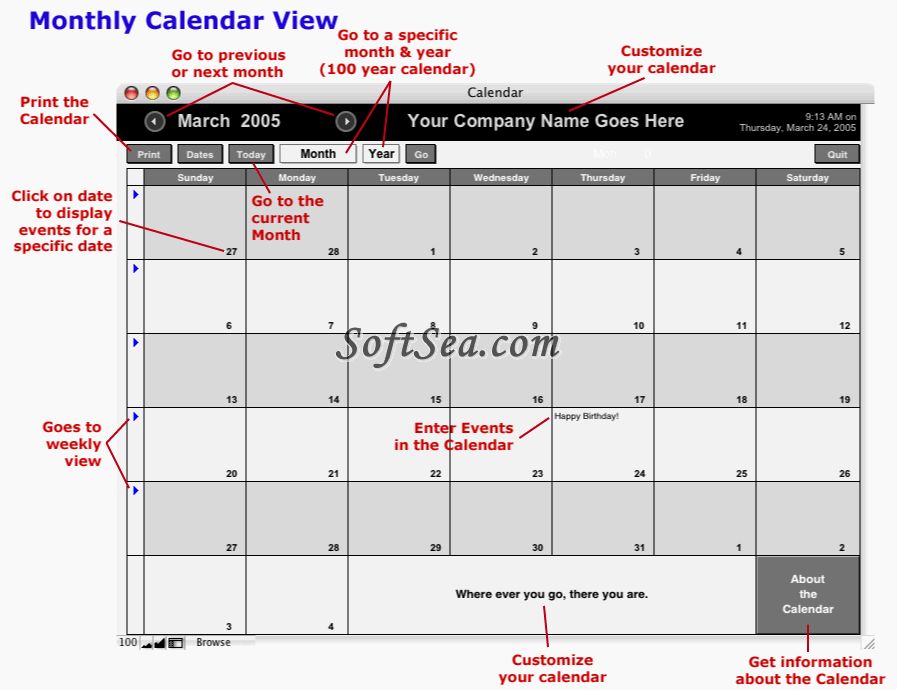 FileMaker Database Calendar Screenshot