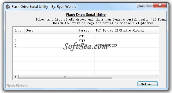 Flash Drive Serial Utility Screenshot