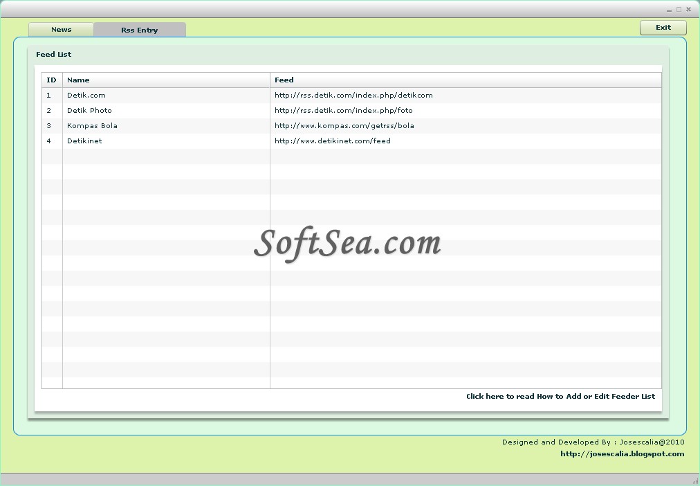 Flex RSS Reader Screenshot