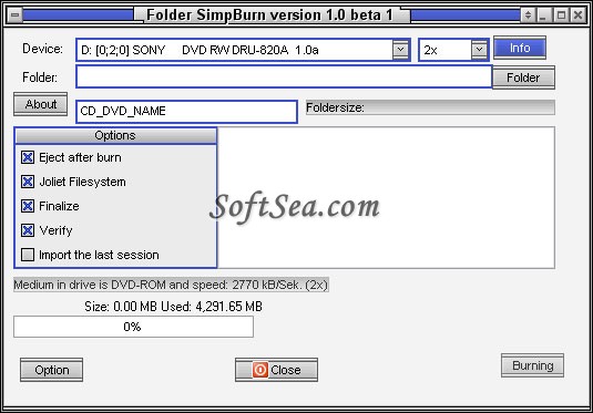 Folder SimpBurn Screenshot