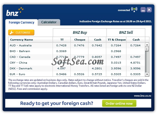 Foreign Currency Widget Screenshot