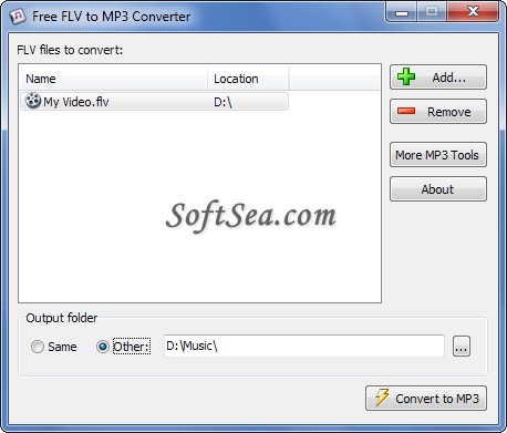 Free FLV to MP3 Converter Screenshot