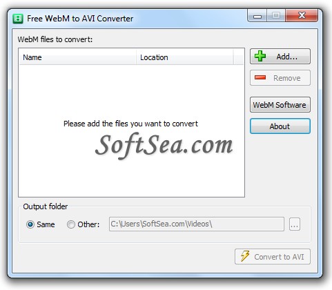 Free WebM to AVI Converter Screenshot