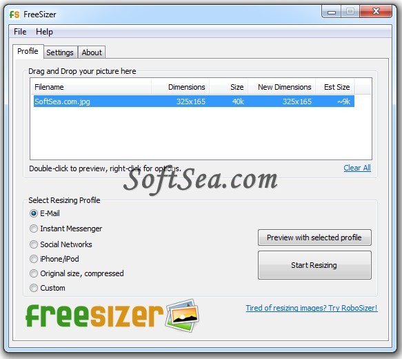 FreeSizer Screenshot
