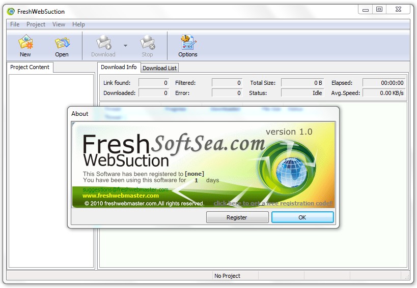 Fresh WebSuction Screenshot