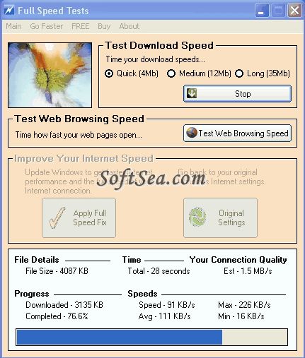 Full Speed Tests Screenshot