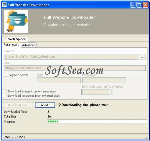 Full WebSite Downloader Screenshot