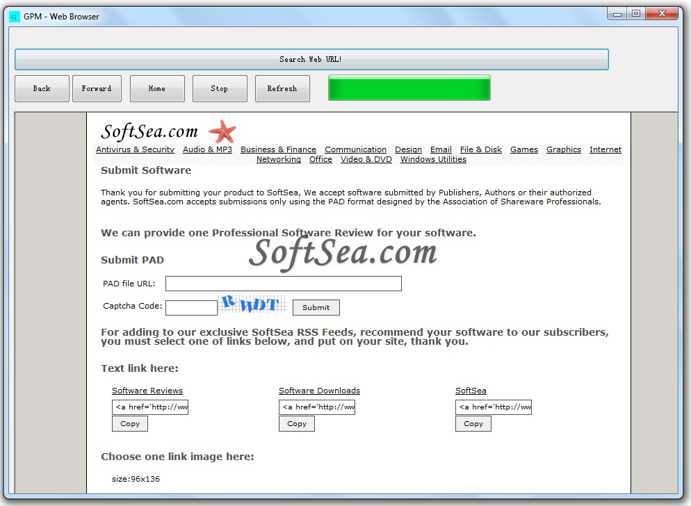 GPM - Web Browser Screenshot