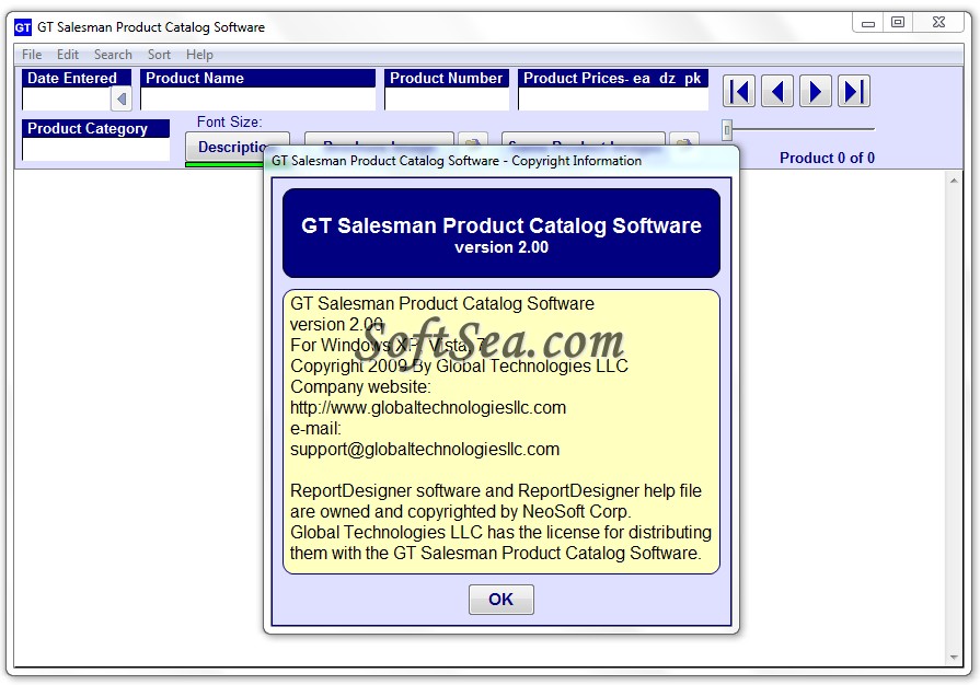 GT Salesman Product Catalog Software Screenshot