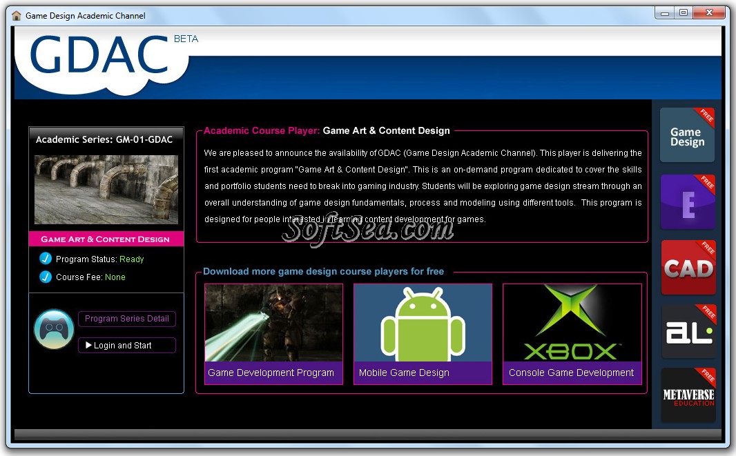 Game Design Academic Channel Player Screenshot