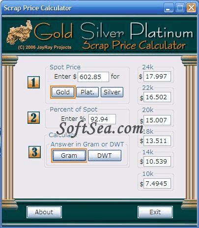 Gold Scrap Price Calculator Screenshot