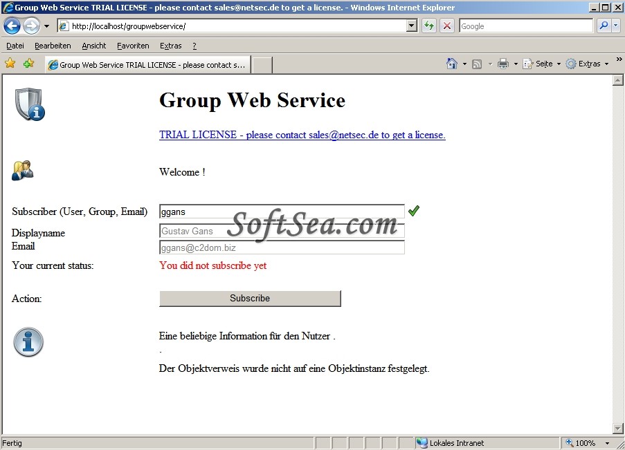 GroupWebService Screenshot
