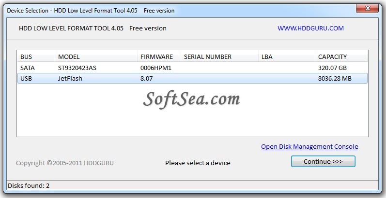 HDD Low Level Format Tool Screenshot