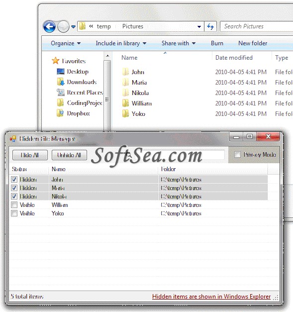 Hidden File Manager Screenshot
