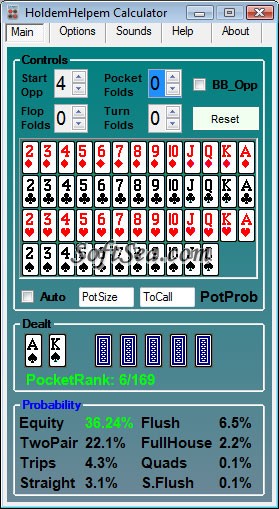 HoldemHelpem Holdem Odds Calculator Screenshot