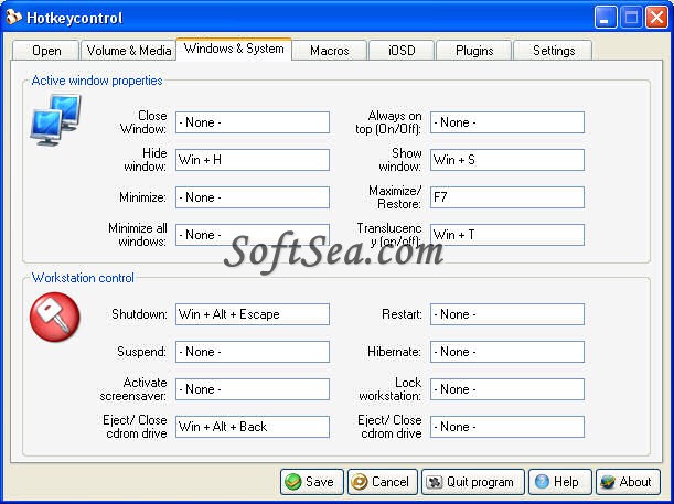 Hotkeycontrol XP Screenshot