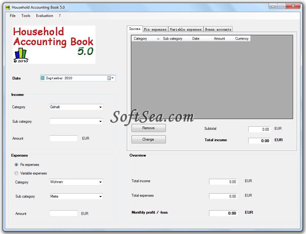 Household Accounting Book Screenshot