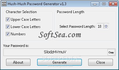 Hush-Hush Password Generator Screenshot
