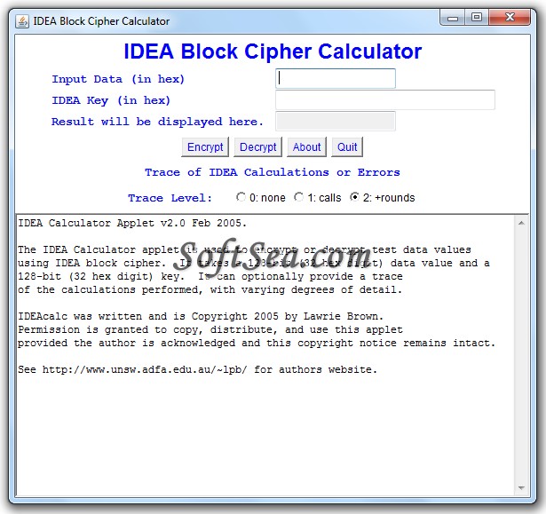 IDEA Calculator Screenshot
