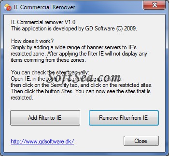 IE Commercial Remover Screenshot