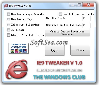 IE9 Tweaker Screenshot