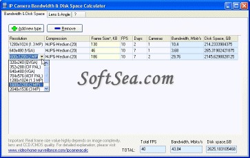 IP Camera Bandwidth&Disk Calculator Screenshot