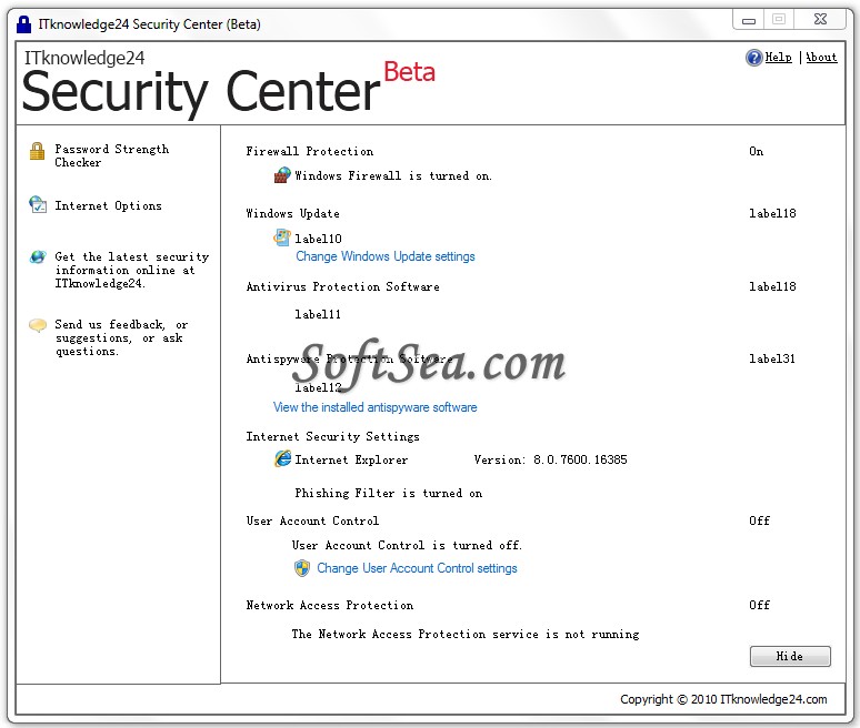 ITknowledge24 Security Center Screenshot