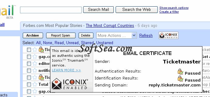 Iconix eMail ID Screenshot