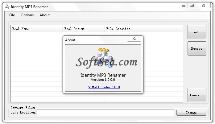 Identity MP3 Renamer Screenshot